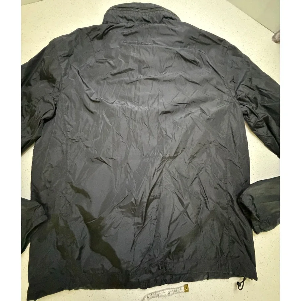 Polo Ralph Lauren Mens Black Windbreaker Jacket Red Pony Zip Up Hooded Medium